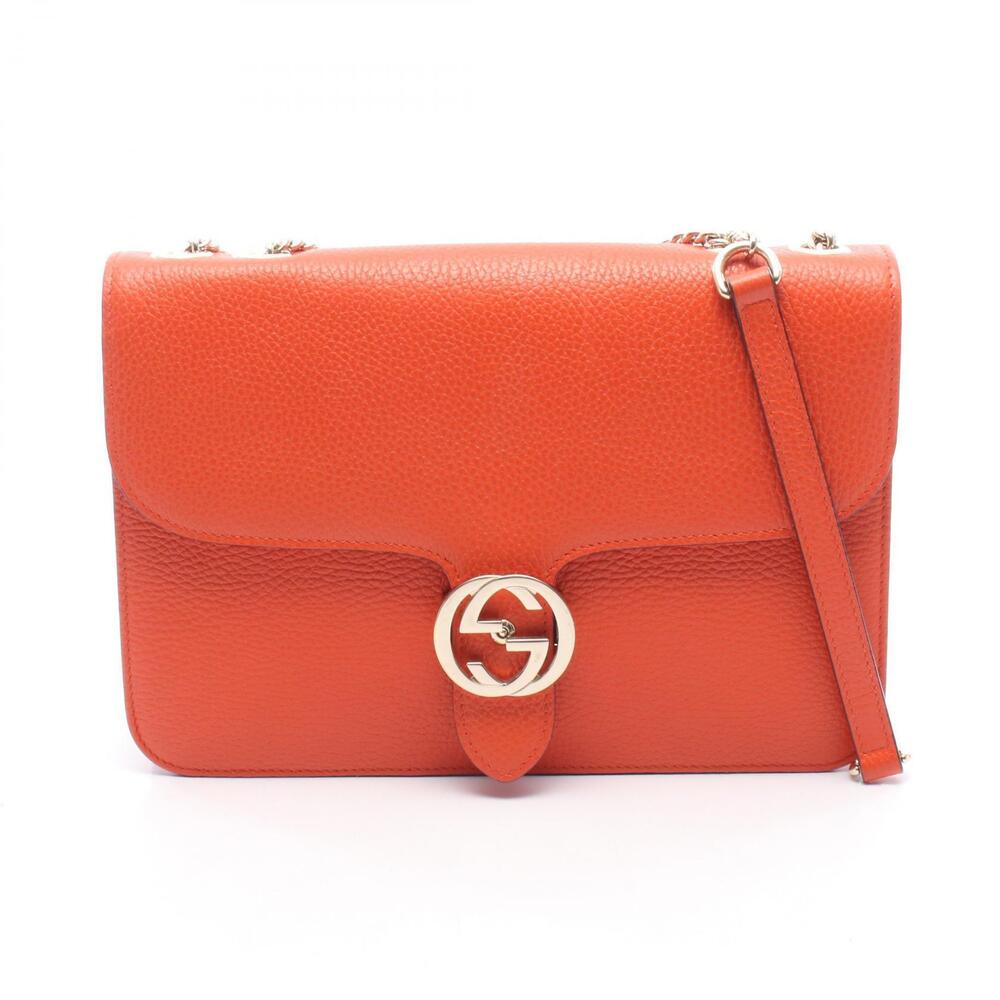 Gucci Interlocking GG Shoulder Bag Leather Orange